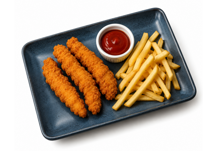 Chicken Sticks with french fries Chicken nuggets with french fries