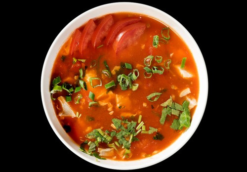 Tomato soup with chicken